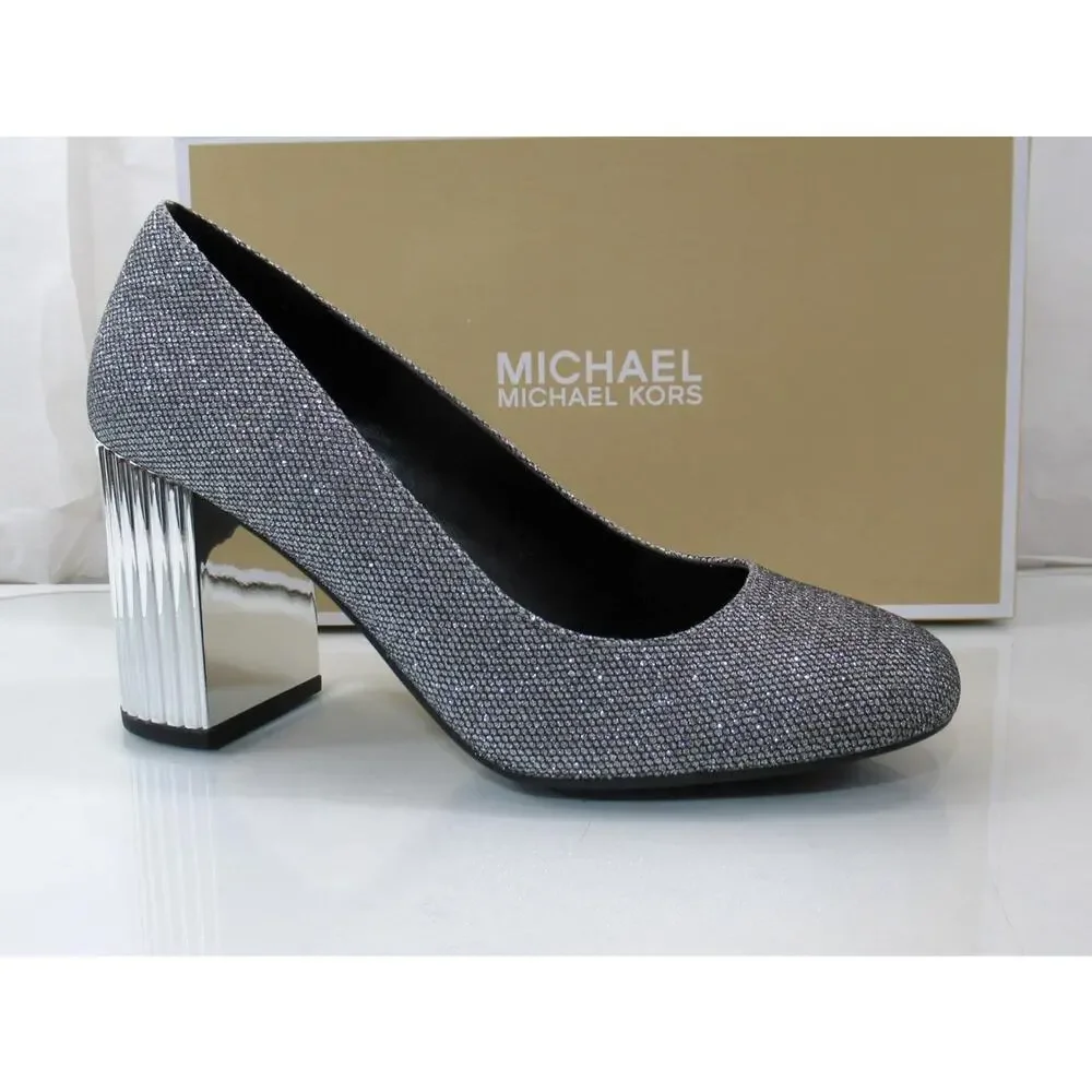 MICHAEL Michael Kors Porter Flex Dress Heels Pump Silver Glitter Size 7
